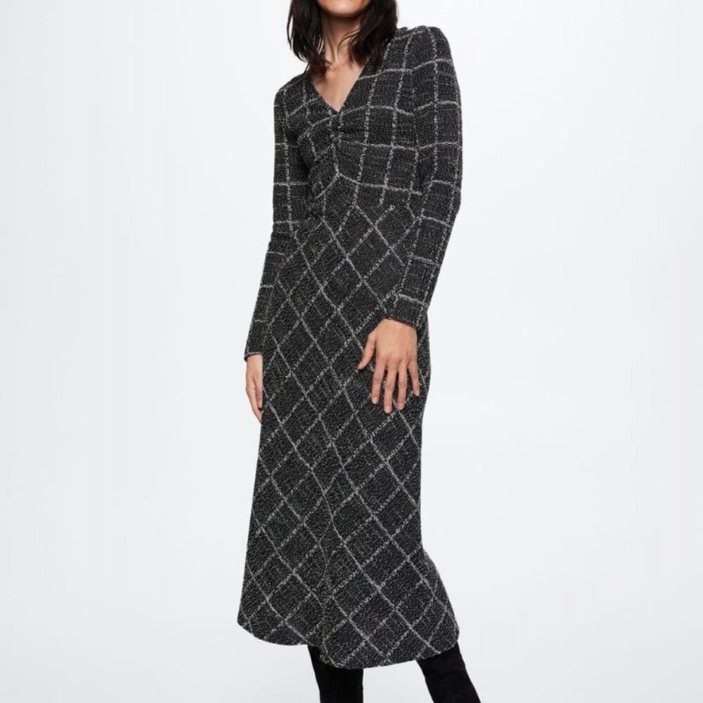 Womens Check-Knit Dress